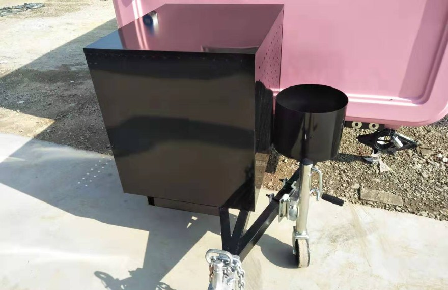 fully equipped food trailer with a generator box and a gas tank holder